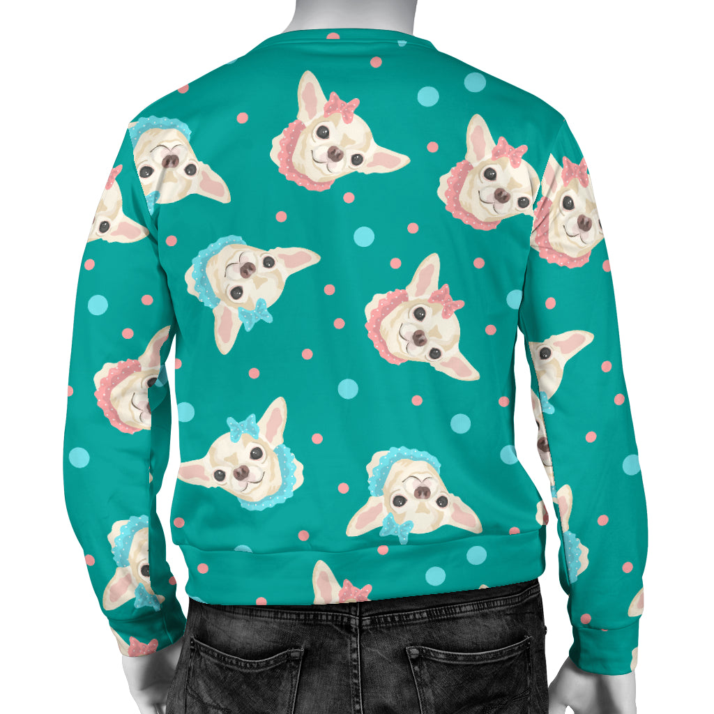Chihuahua Polka Dot Pattern Men Long Sleeve Sweatshirt