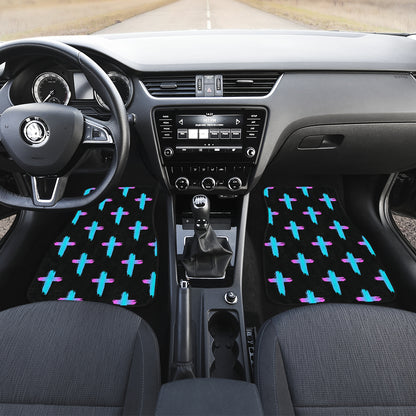 Christian Cross neon Pattern Car Floor Mats Front Back