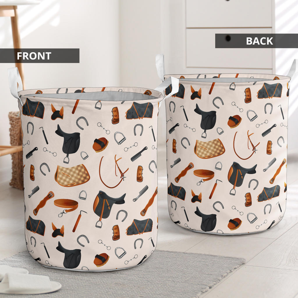 Equestrian Equipment Print Pattern Laundry Basket