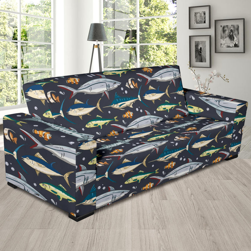 Swordfish Pattern Print Design 04 Sofa Slipcover