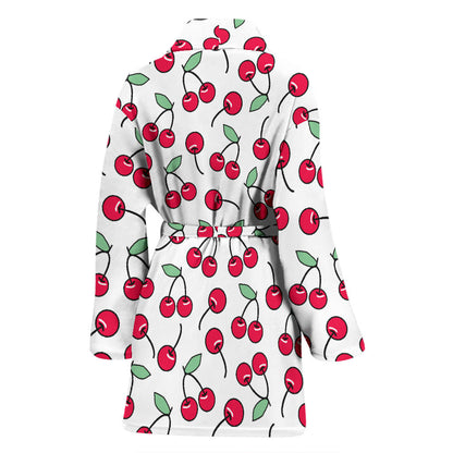 Cherry Pattern Print Design 03 Women Bathrobe