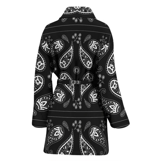 Bandana Paisley Black Print Design LKS308 Women Bathrobe