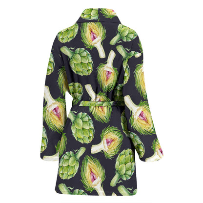 Artichoke Pattern Print Design 01 Women Bathrobe