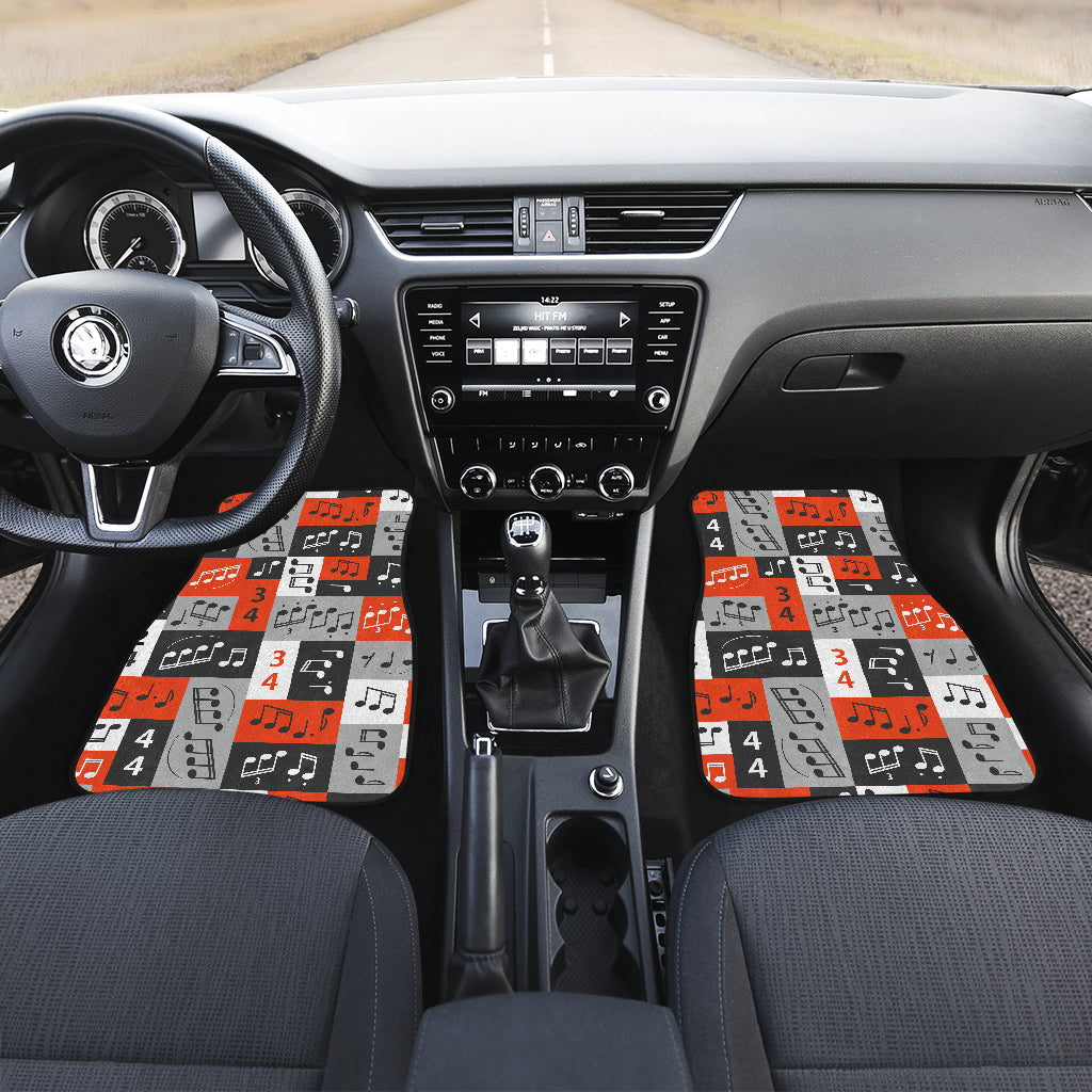 Music Note Design Themed Print Car Floor Mats Front Back