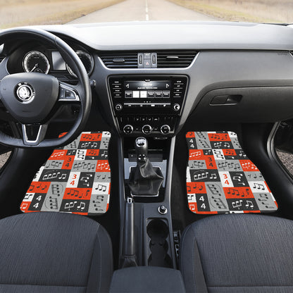 Music Note Design Themed Print Car Floor Mats Front Back