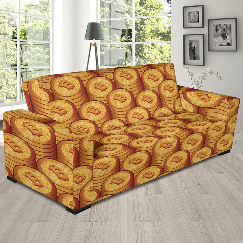 Bitcoin Pattern Print Design 02 Sofa Slipcover