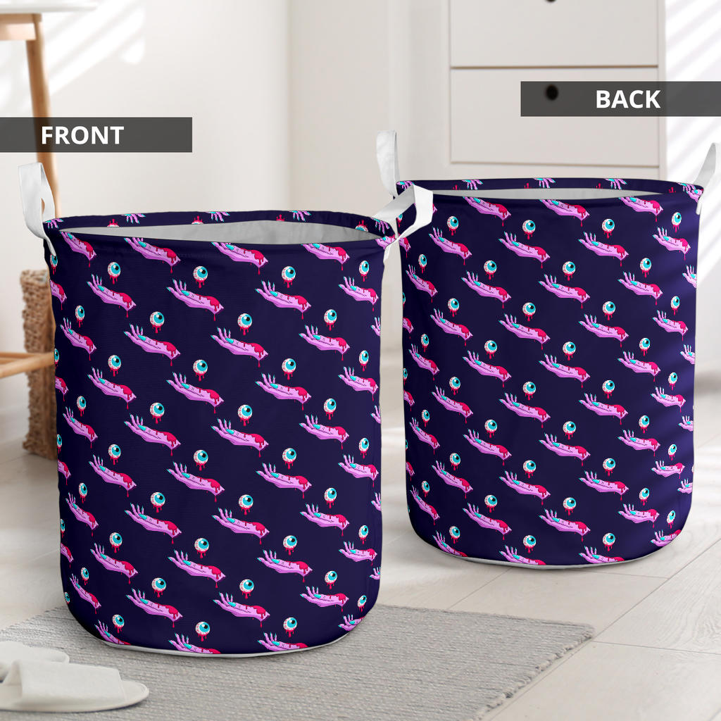 Zombie Pink Hand Design Pattern Print Laundry Basket