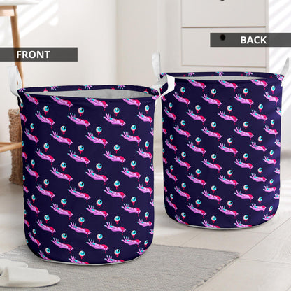Zombie Pink Hand Design Pattern Print Laundry Basket