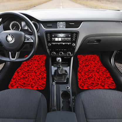 Maori Red Themed Design Print Car Floor Mats Front Back