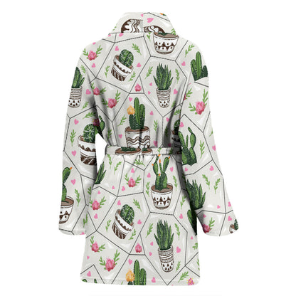 Cactus Pattern Print Design 04 Women Bathrobe