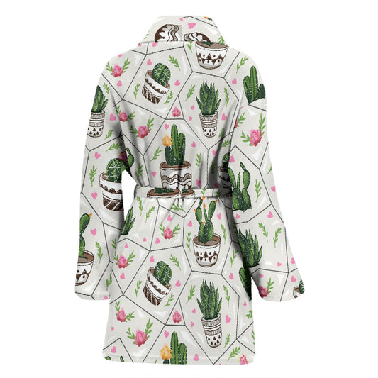 Cactus Pattern Print Design 04 Women Bathrobe