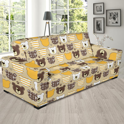 Bear PatchworkPattern Print Design 01 Sofa Slipcover