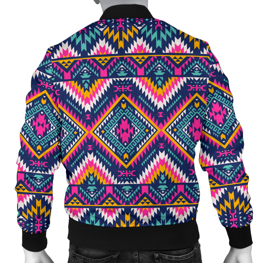 Indian Navajo Pink Themed Design Print Men Bomber Jacket