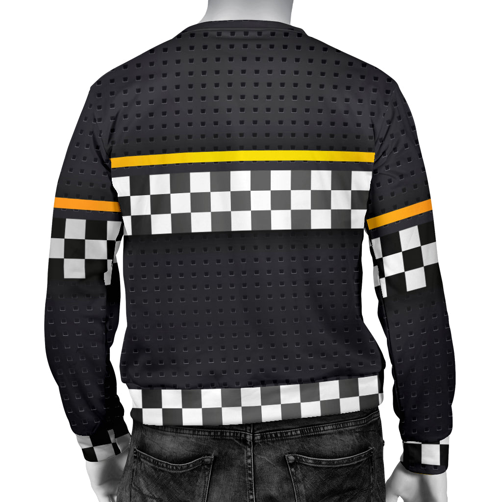 Checkered Flag Yellow Line Style Men Long Sleeve Sweatshirt