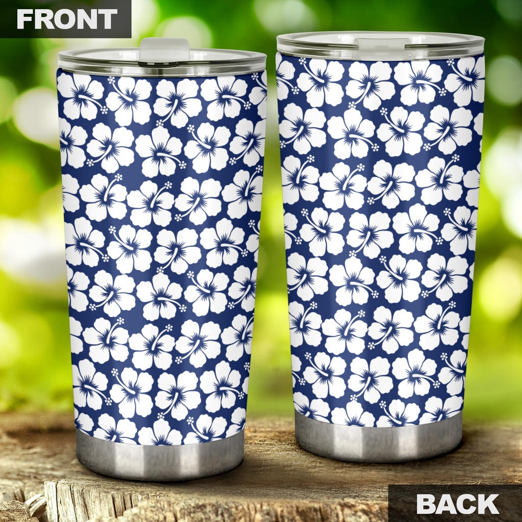 Hibiscus Blue Hawaiian Flower Pattern Tumbler