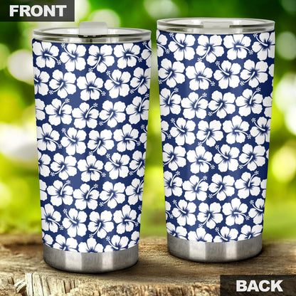 Hibiscus Blue Hawaiian Flower Pattern Tumbler
