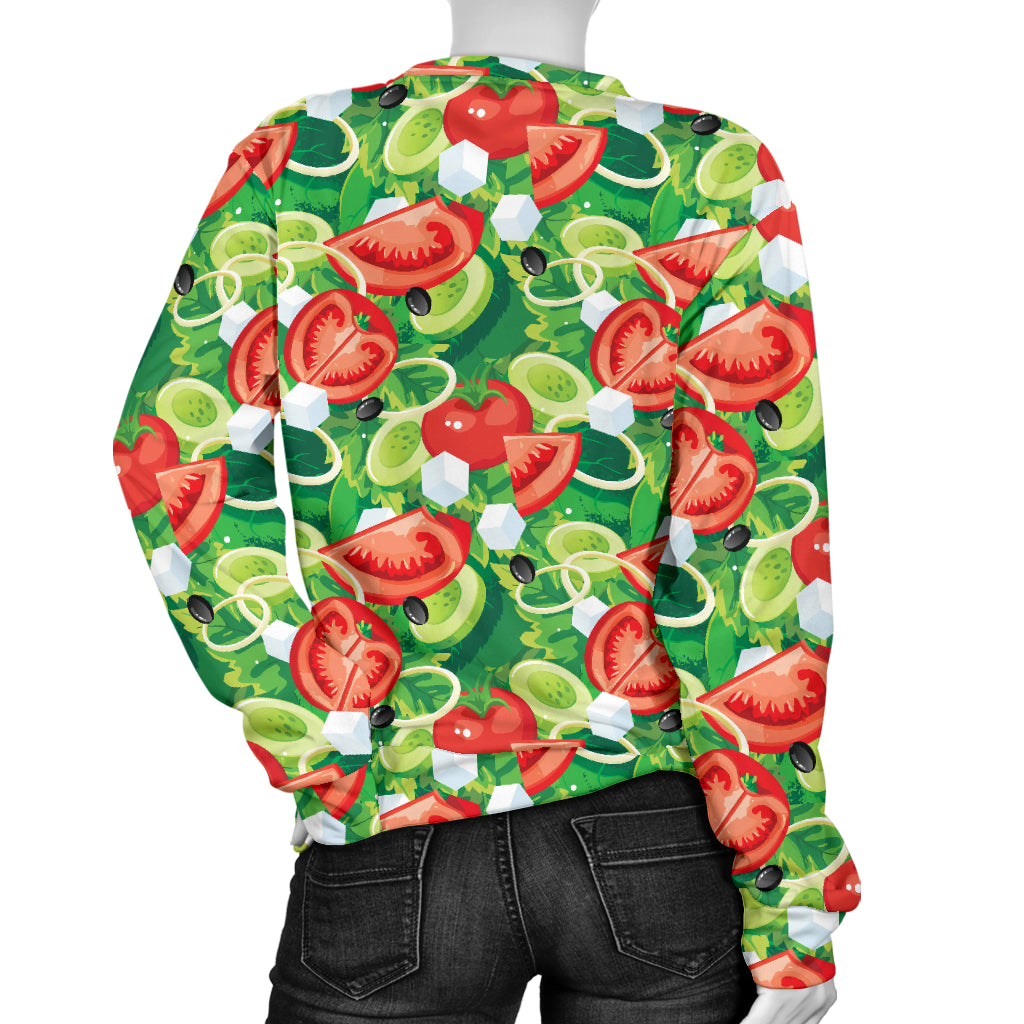 Vegan Salad Themed Design Print Women Long Sleeve Sweatshirt