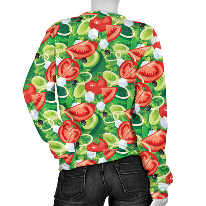 Vegan Salad Themed Design Print Women Long Sleeve Sweatshirt