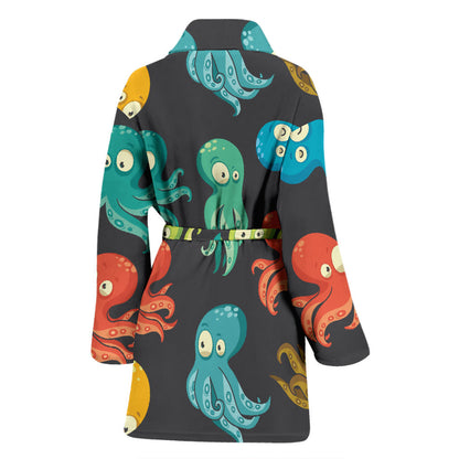Octopus Pattern Print Design A01 Women Bathrobe