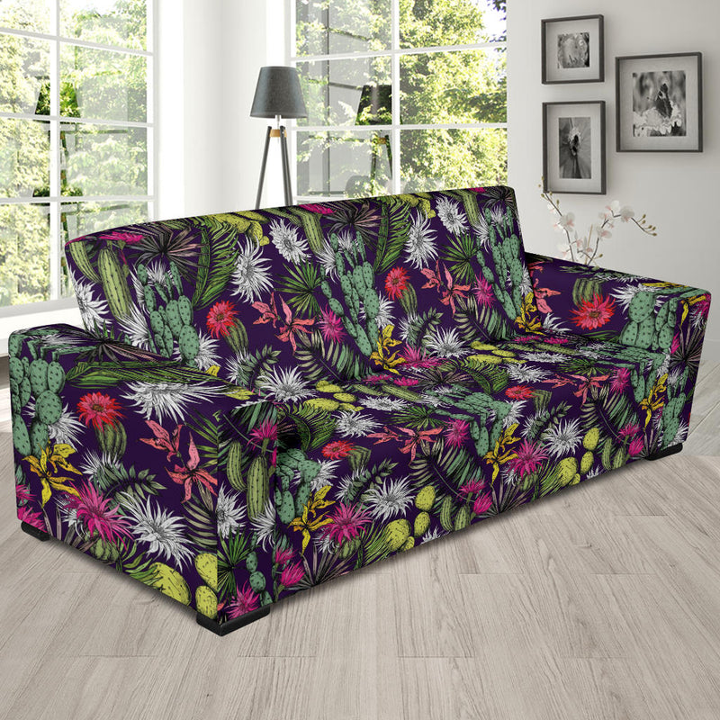 Cactus Pattern Print Design 08 Sofa Slipcover