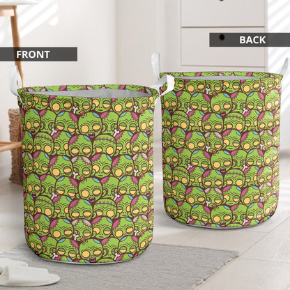 Zombie Head Design Pattern Print Laundry Basket