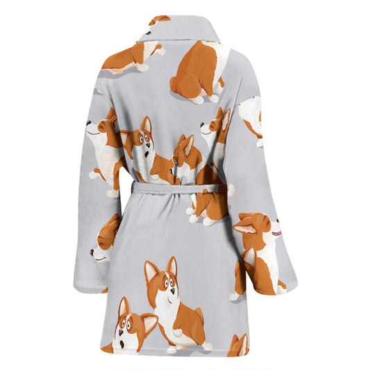 Pembroke Welsh Corgis Pattern Print Design A04 Women Bathrobe