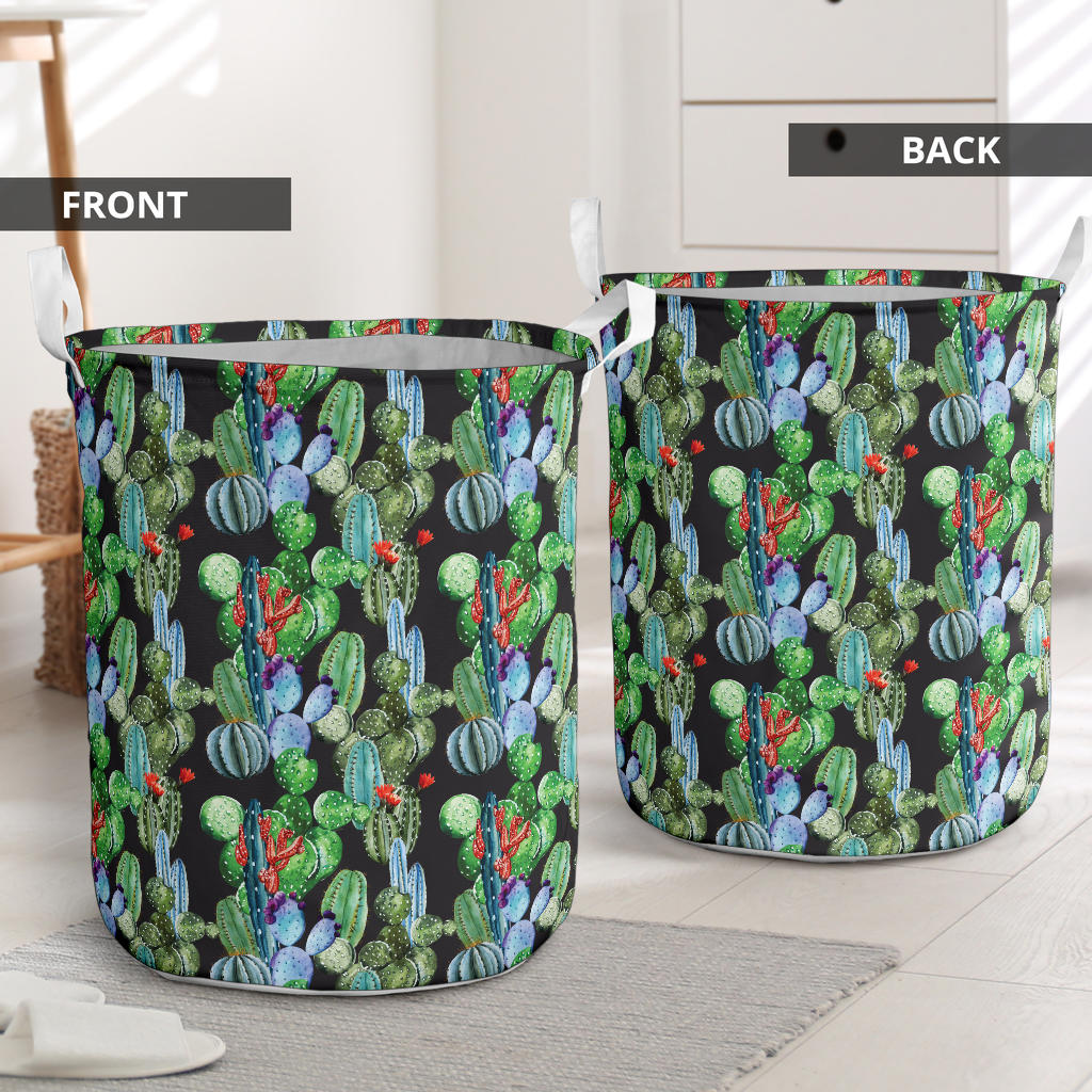 Cactus Watercolor Style Print Laundry Basket