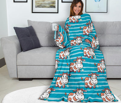 Cow Cute Print Pattern Adult Sleeve Blanket