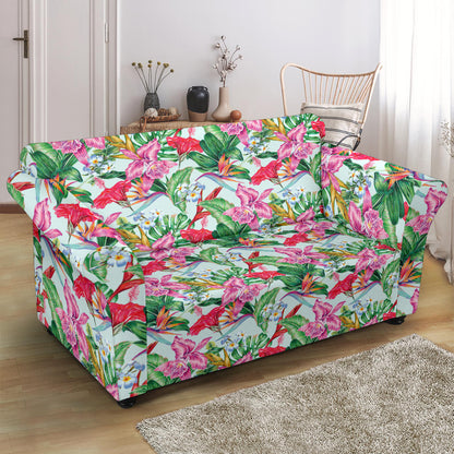 Tropical Flower Print Design LKS304 Loveseat Couch Slipcover