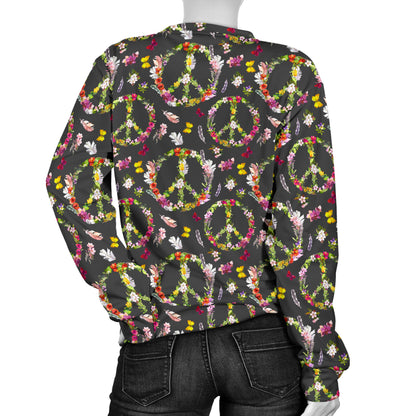 Peace Sign flowers Design Print Women Long Sleeve Sweatshirt
