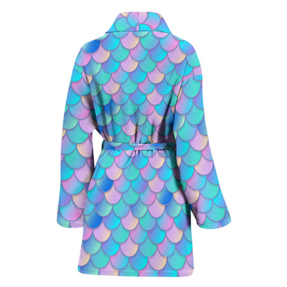 Mermaid Scales Pastel Pattern Print Design 07 Women Bathrobe