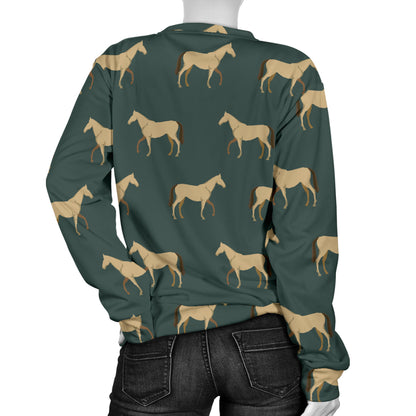Horse Classic Themed Pattern Print Women Long Sleeve Sweatshirt
