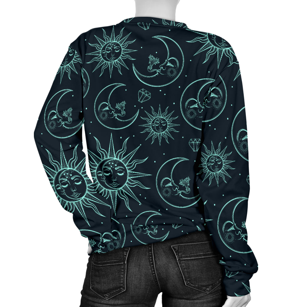 Sun Moon Magic Design Themed Print Women Long Sleeve Sweatshirt