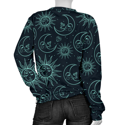 Sun Moon Magic Design Themed Print Women Long Sleeve Sweatshirt