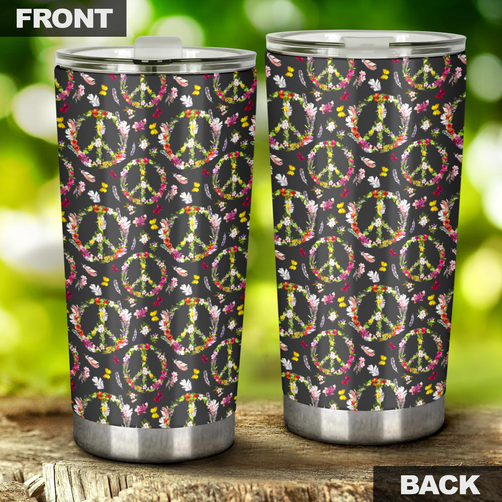 Peace Sign flowers Design Print Tumbler