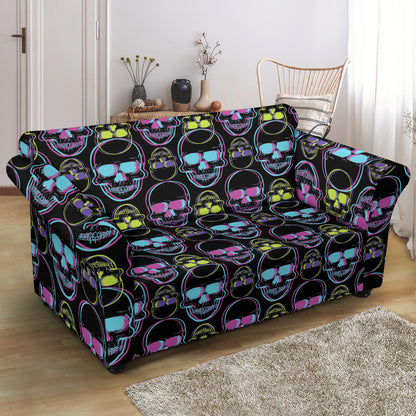 Skull 3D Colorful Print Design LKS309 Loveseat Couch Slipcover