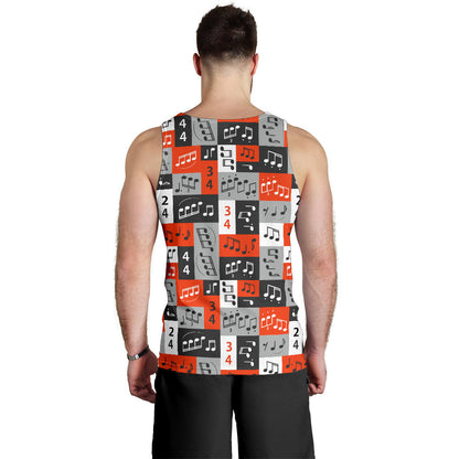 Music Note Design Themed Print Men Tank Top