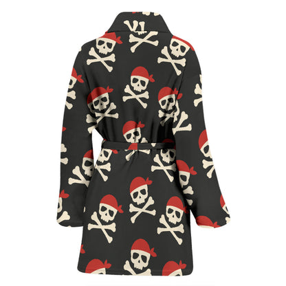Pirate Pattern Print Design A04 Women Bathrobe