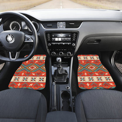 Aztec Red Print Pattern Car Floor Mats Front Back
