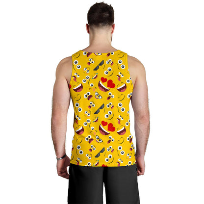 Emoji Face Print Pattern Men Tank Top