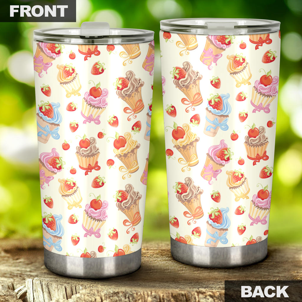 Cupcakes Strawberry Cherry Print Tumbler