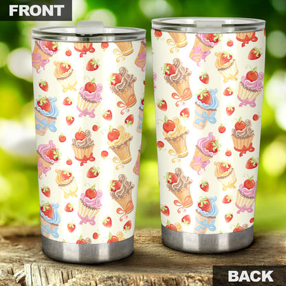 Cupcakes Strawberry Cherry Print Tumbler