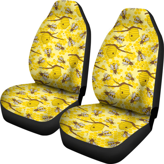 Bee With Honeycomb Print Design LKS302 Car Seat Covers