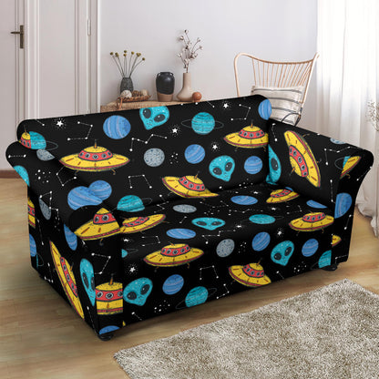 UFO Alien Print Design LKS306 Loveseat Couch Slipcover