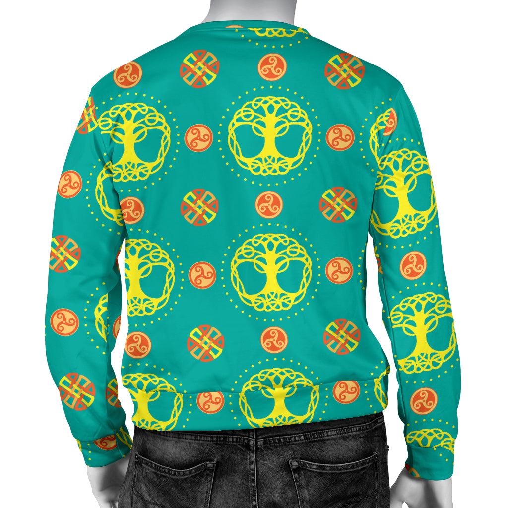 Celtic Tree of Life Print Pattern Men Long Sleeve Sweatshirt