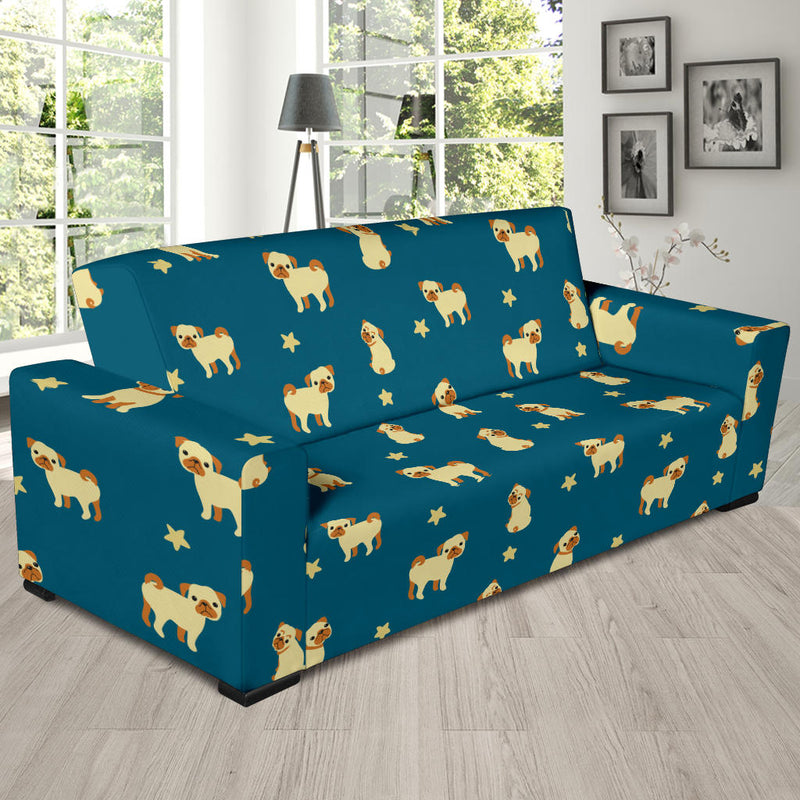 Pug Pattern Print Design A06 Sofa Slipcover