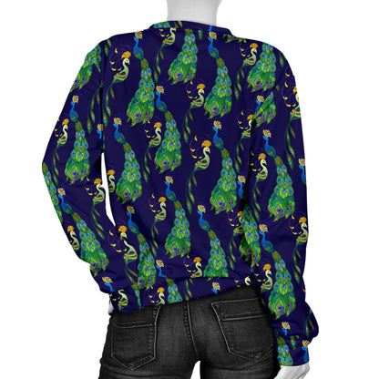 Peacock Art Design Print Women Long Sleeve Sweatshirt