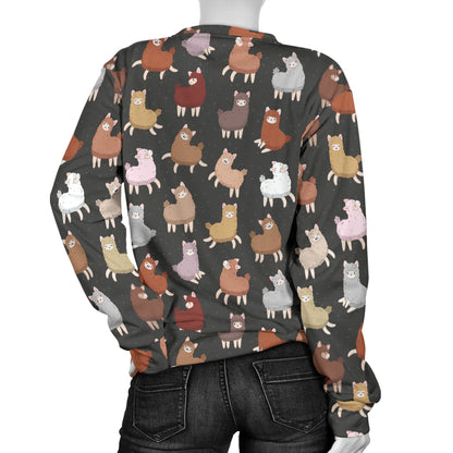 Alpaca Cute Design Themed Print Women Long Sleeve Sweatshirt