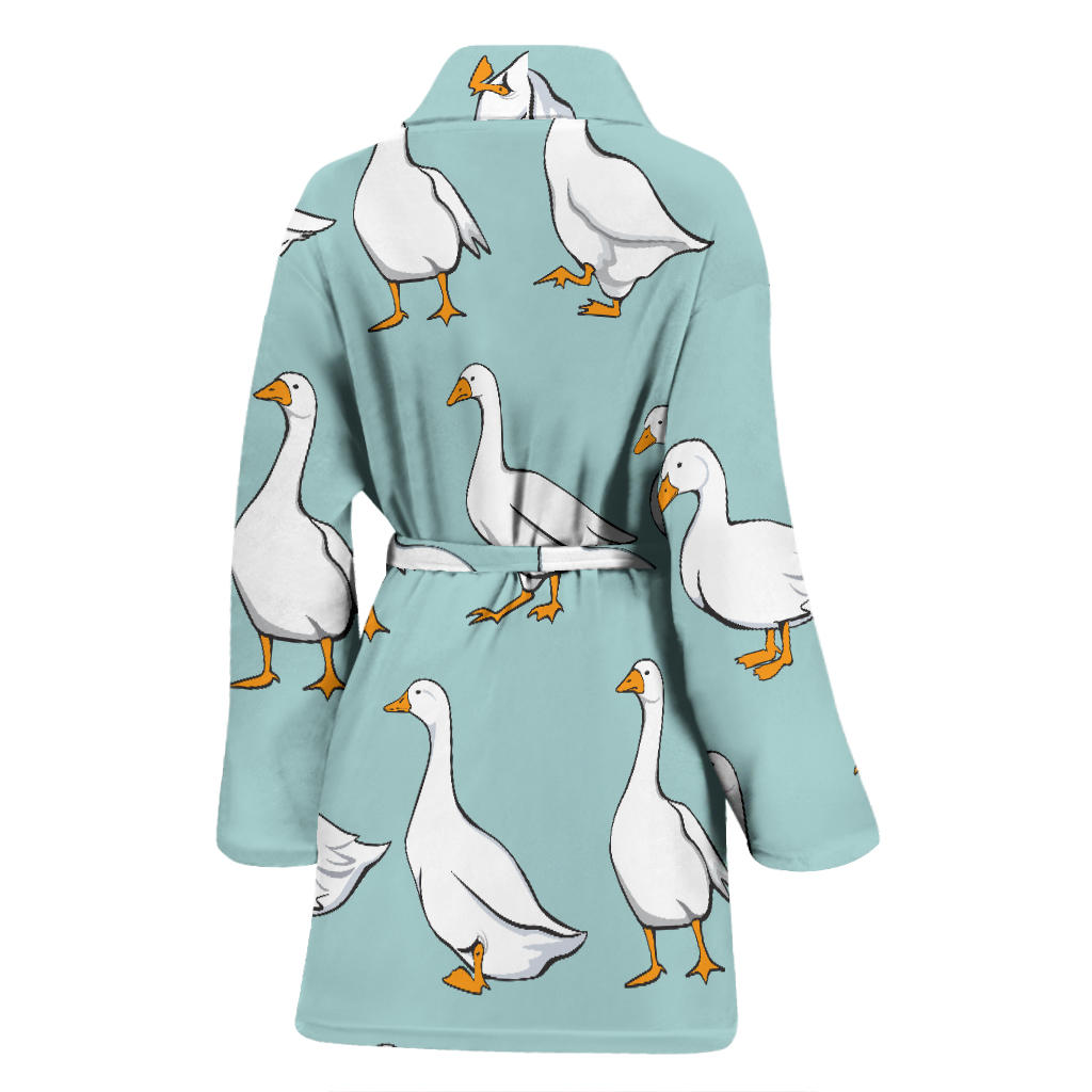Goose Pattern Print Design 02 Women Bathrobe