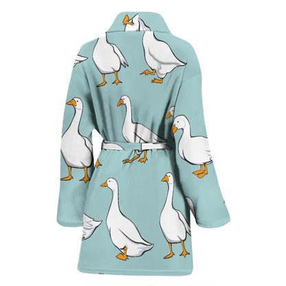 Goose Pattern Print Design 02 Women Bathrobe